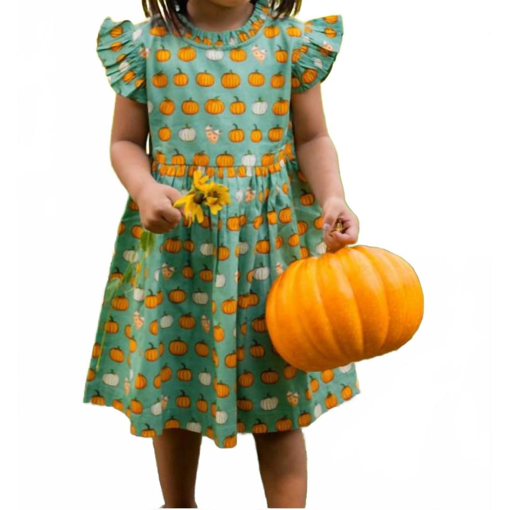 NEW TUKTUK DESIGNS girl's pumpkin spice ruffle dress in sage green